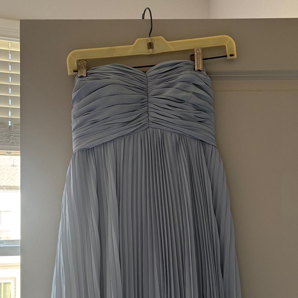 Amazon Strapless Dusty Blue Pleated Dress - Picture 2 of 5